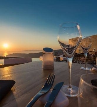 Sunset dinner in Santorini