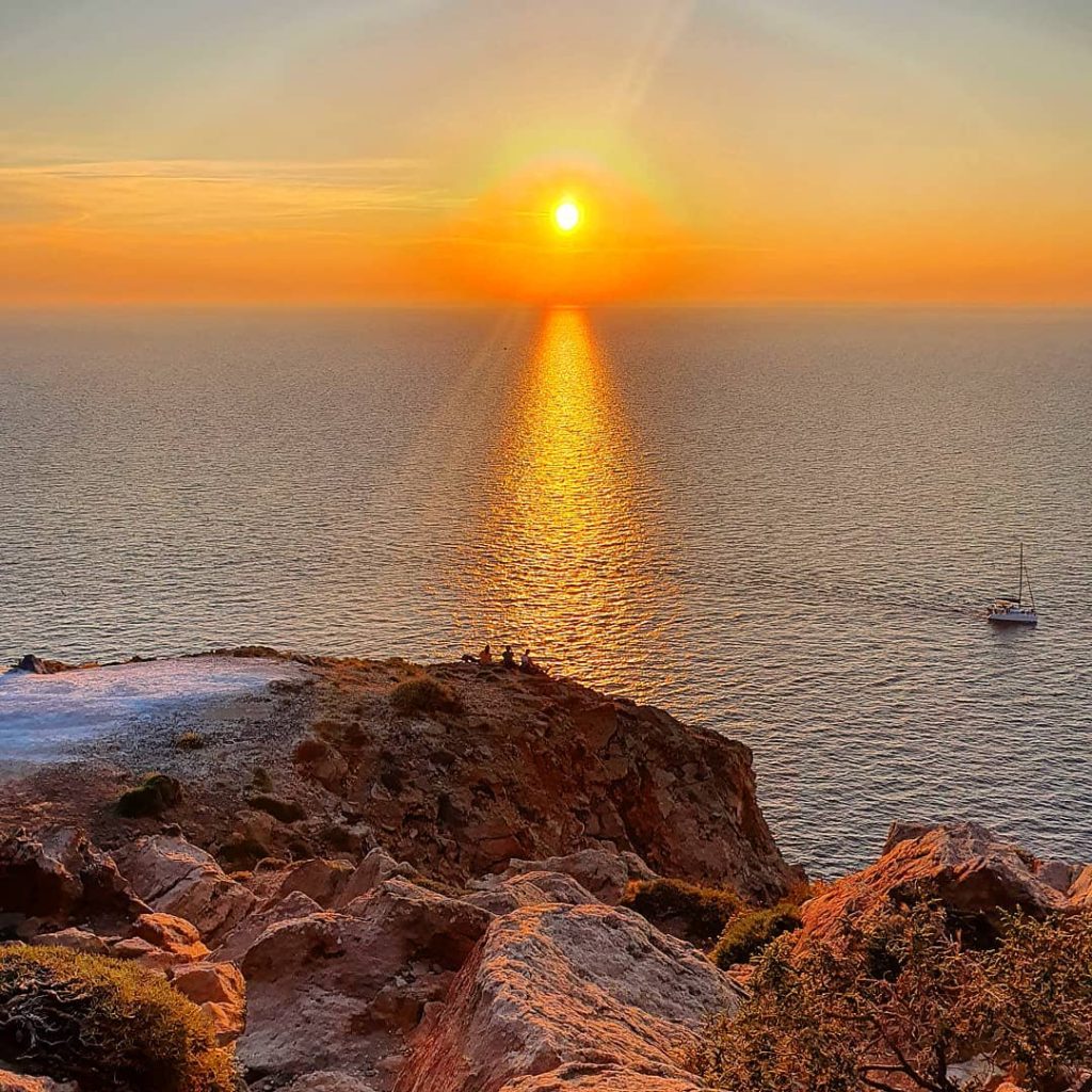 Akrotiri Lighthouse at sunset.